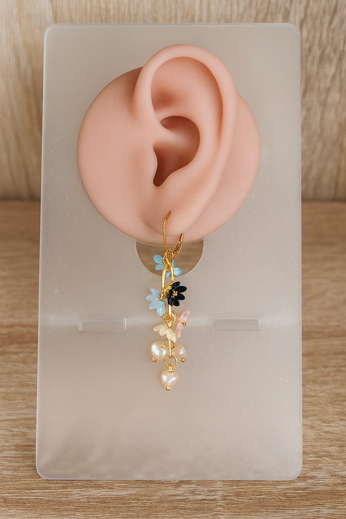24K Gold Earrings with Floral Design, handmade